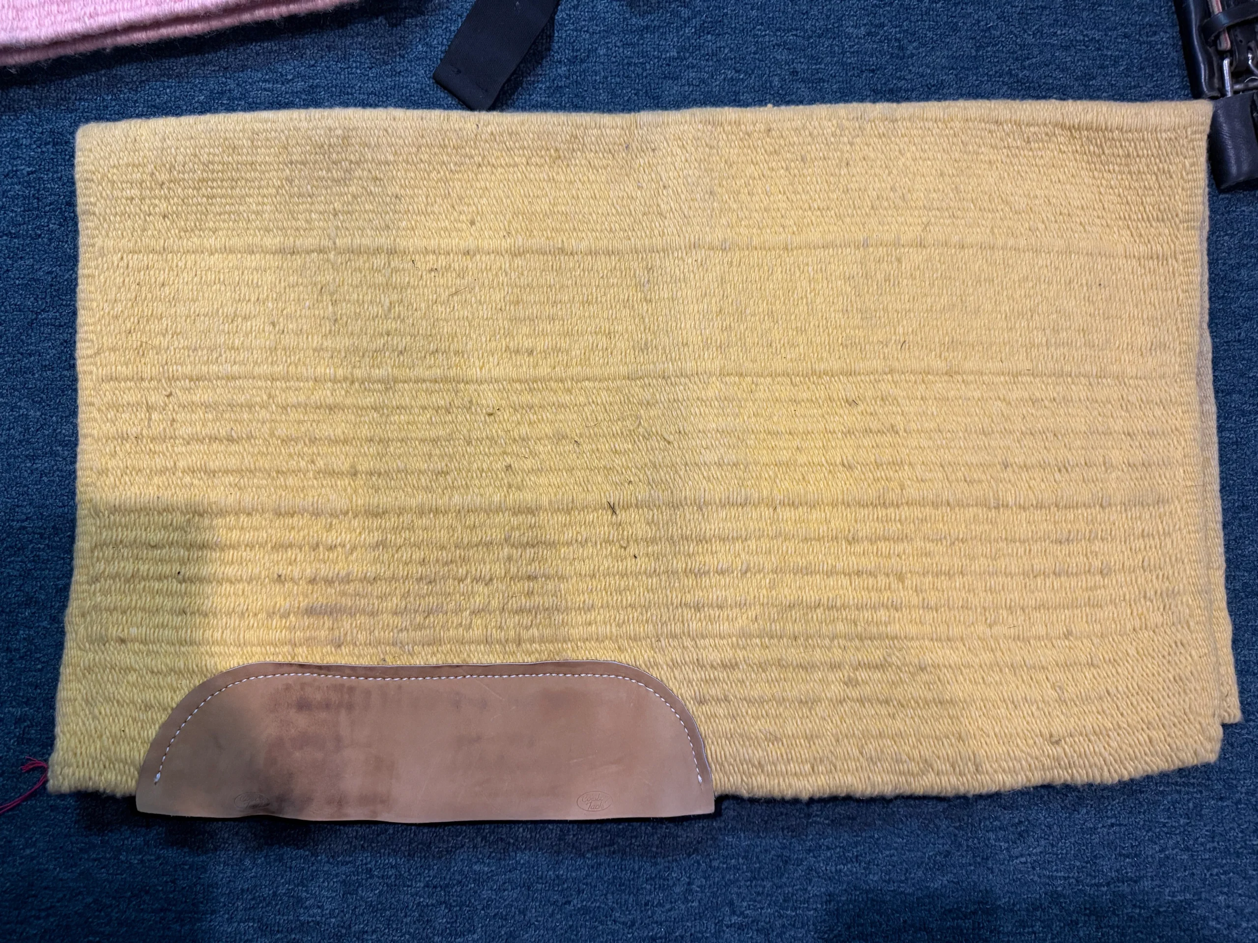 Yellow Western Saddle Rug with Leather