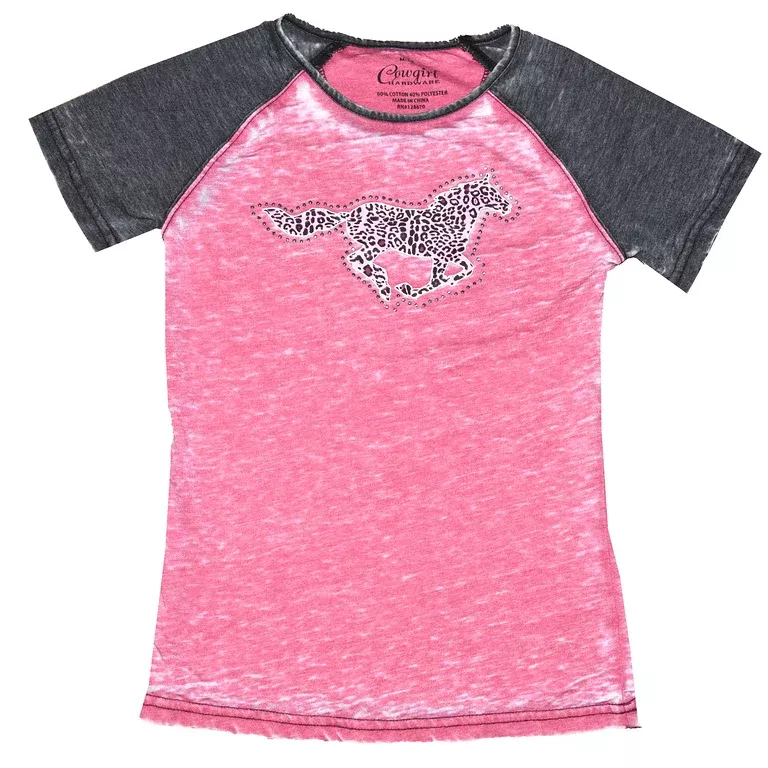 Youth Cowboy Hardware Leopard Horse Raglan Tee